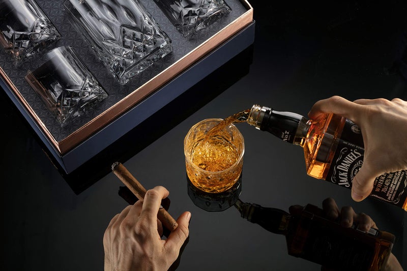 Mixology & Craft طقم زجاجات ويسكي ميكسولوجي والحرف - كريستال بوربون، سكوتش، كونيك (10 أونص)  - Image 4